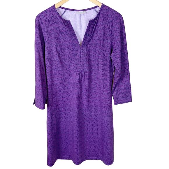 Ellie Kai Purple Geometric Dress Nylon Spandex Midi Size 4 - Picture 1 of 7
